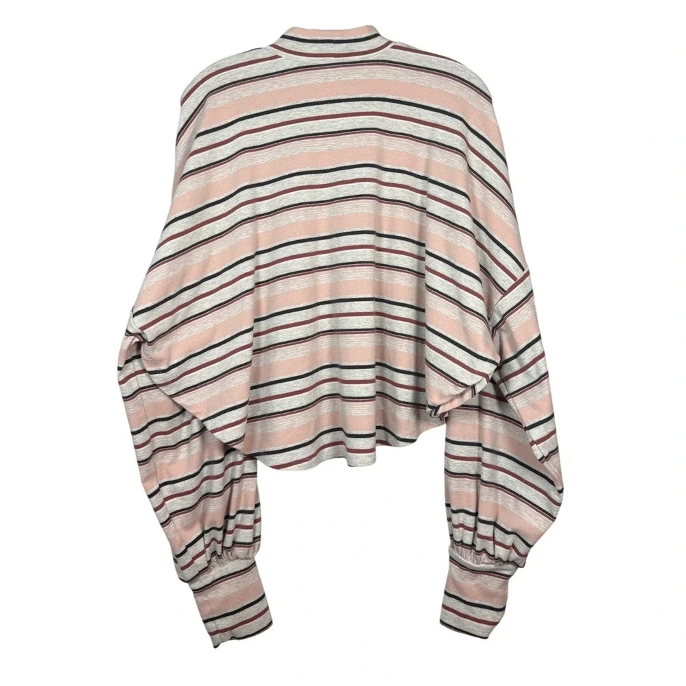 FREE PEOPLE Women's Steph Stripe Mock Neck Shirt Neutral Combo Size Medium - Picture 3 of 7